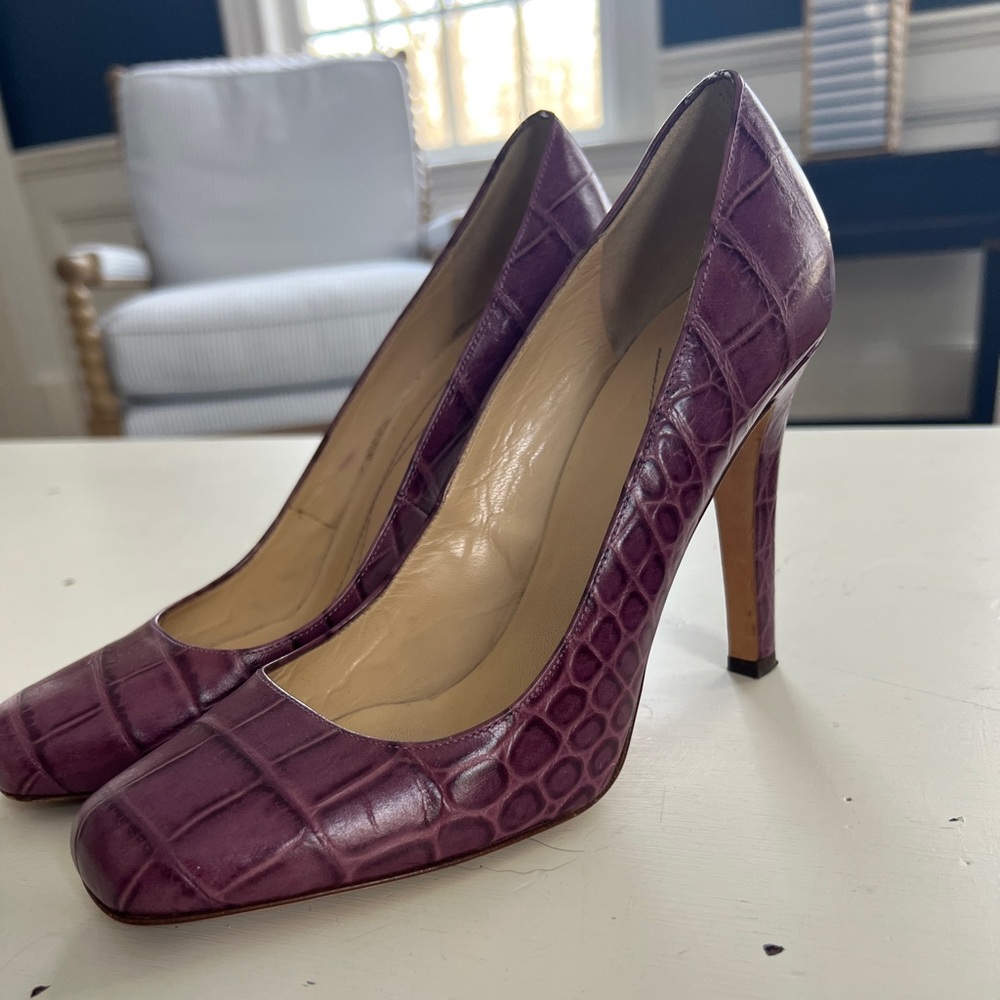 Kate Spade Susannah Purple Leather Croc Heels